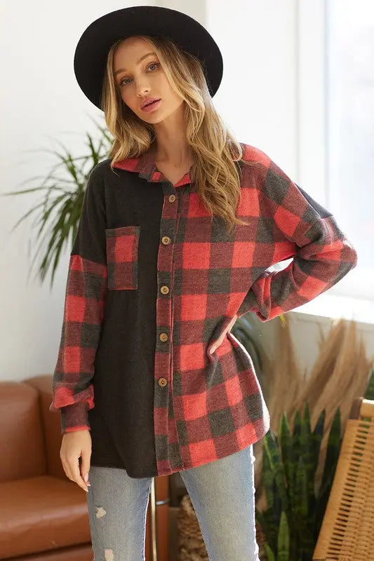 JINGLE BELL COLORBLOCK FLANNEL - UNCOMMON REIGN