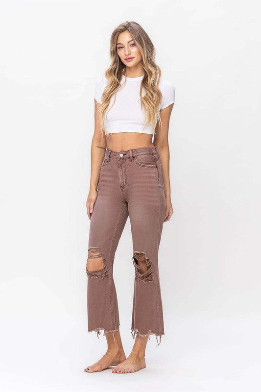 THE DARCY 90'S VINTAGE HIGH RISE CROP FLARE JEANS