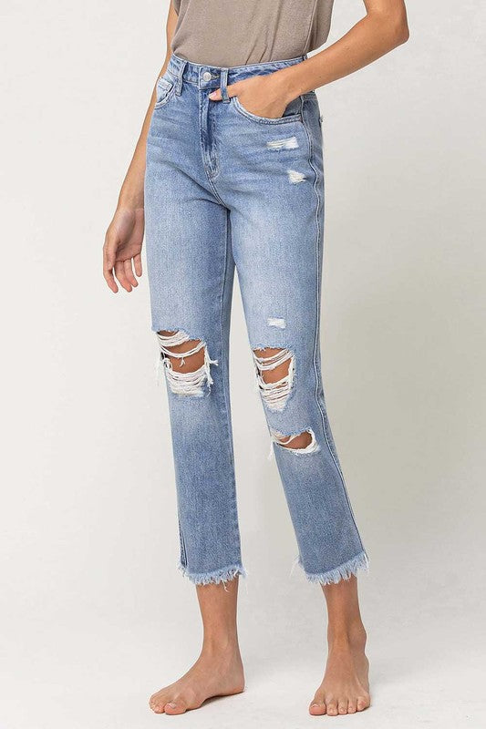 THE GINA SUPER HIGH RISE DISTRESSED JEANS