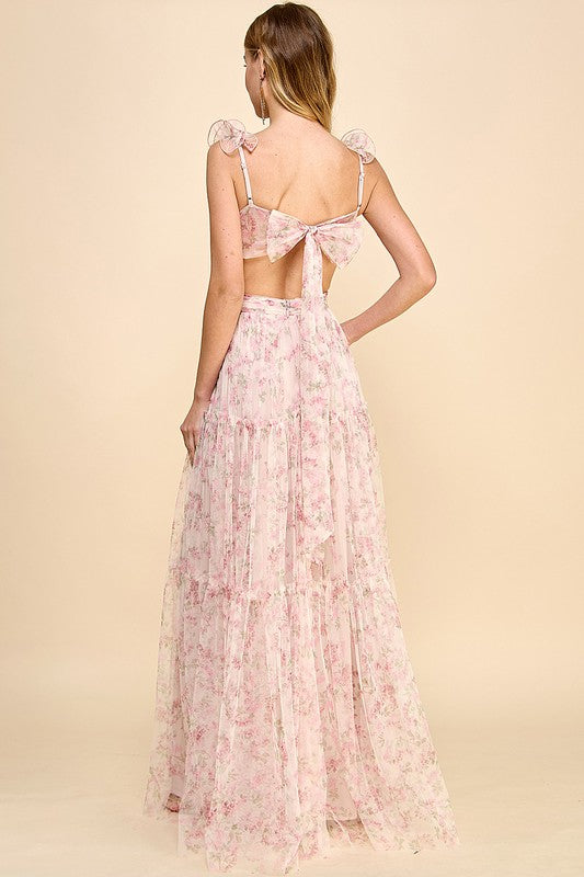 BLUSH FLORAL TIERED MAXI DRESS - UNCOMMON REIGN