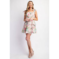 FLORAL PRINT EYELET TIERED MINI DRESS - UNCOMMON REIGN