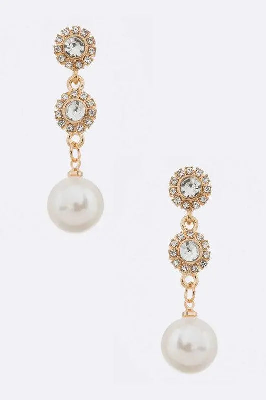 CRYSTAL BUTTON PEARL EARRINGS - UNCOMMON REIGN