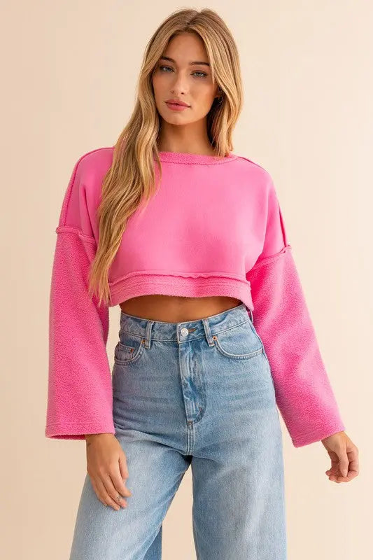 FLEECE TERRY CROPPED PULLOVER Uncommon Reign