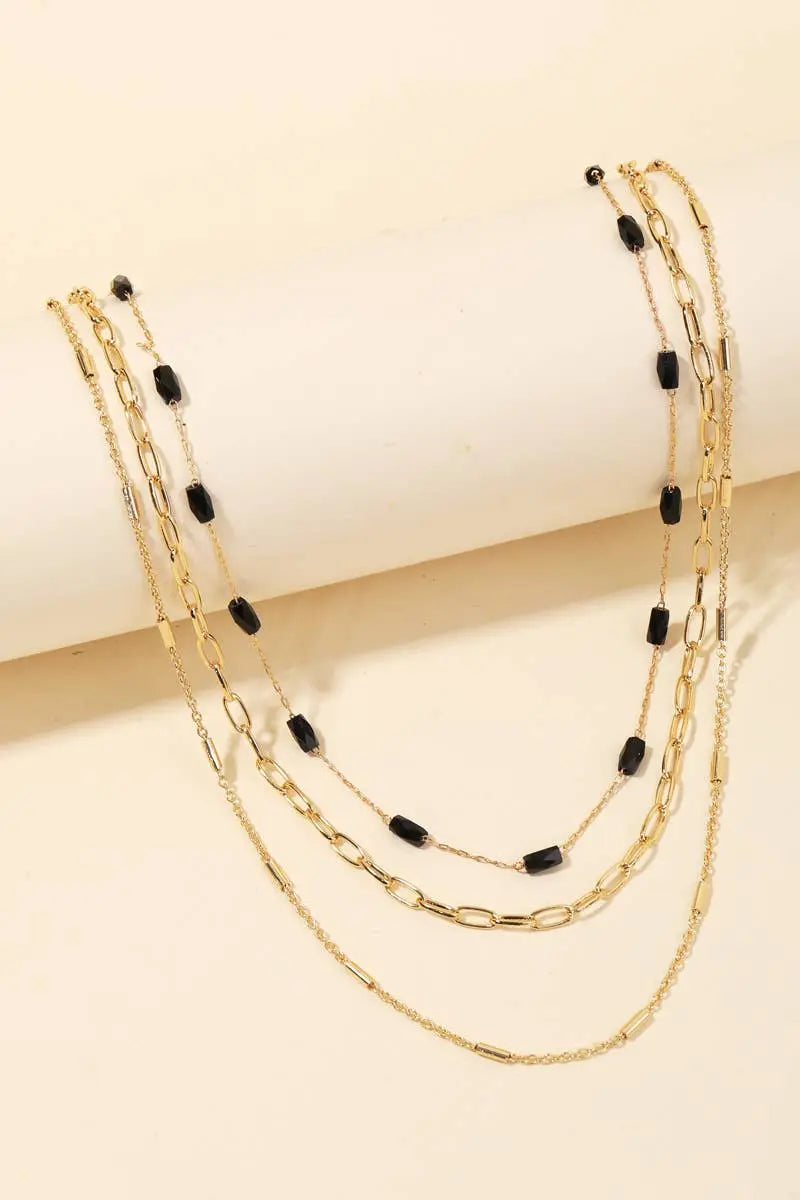 Faceted Tube Beaded Layered Necklace Anarchy Street