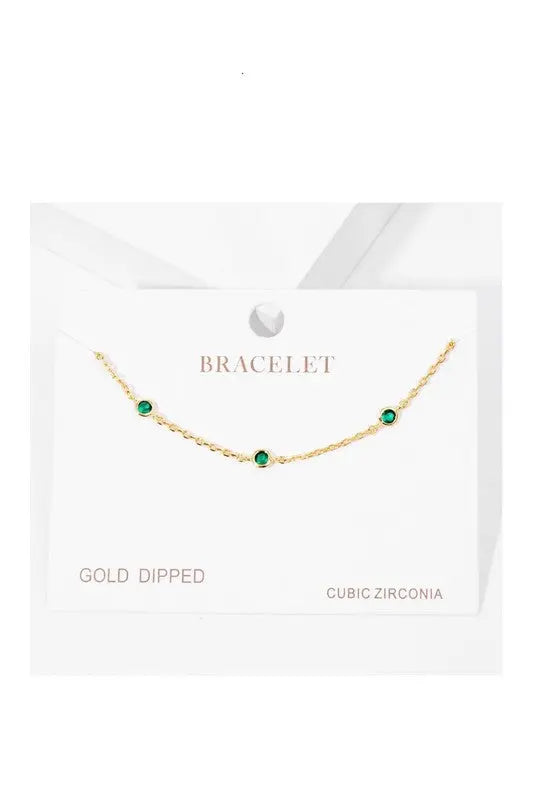 GOLD DIPPED CUBIC ZIRCONIA BRACELET -GREEN Uncommon Reign