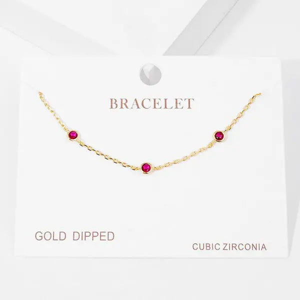 GOLD DIPPED CUBIC ZIRCONIA BRACELET - RED Uncommon Reign