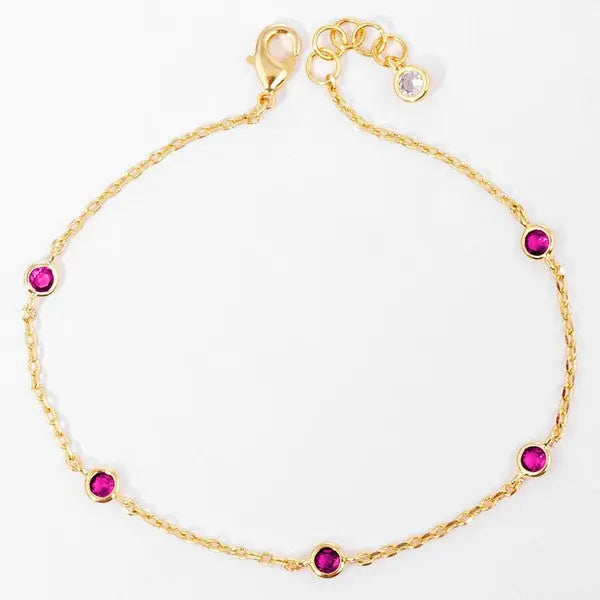 GOLD DIPPED CUBIC ZIRCONIA BRACELET - RED Uncommon Reign