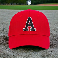 INITIAL A LETTER TRUCKER HAT-RED UNCOMMON REIGN