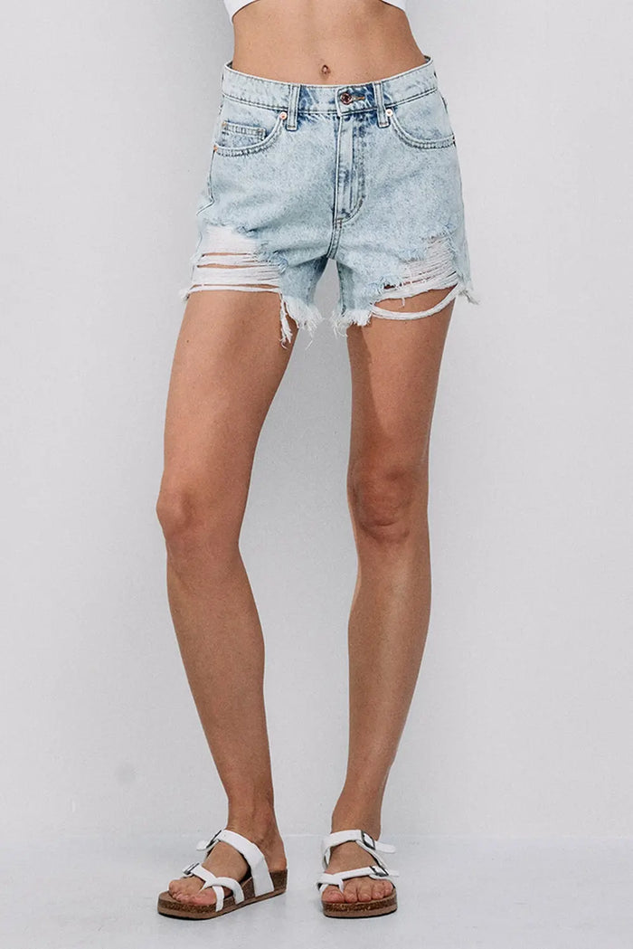 LUNA HIGH RISE DISTRESSED SHORTS Uncommon Reign