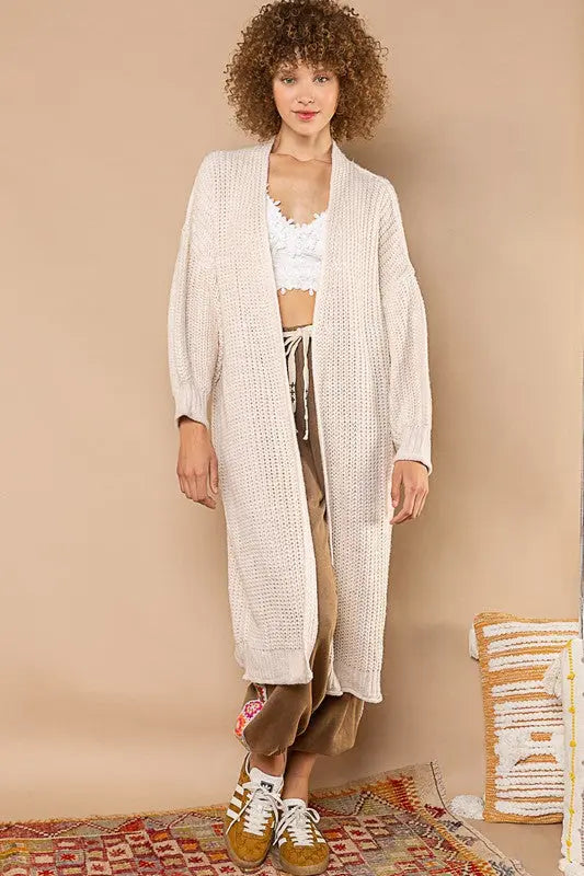 PRE ORDER - COZY BY THE FIRE LONG SLEEVE CARDIGAN-BEIGE Uncommon Reign