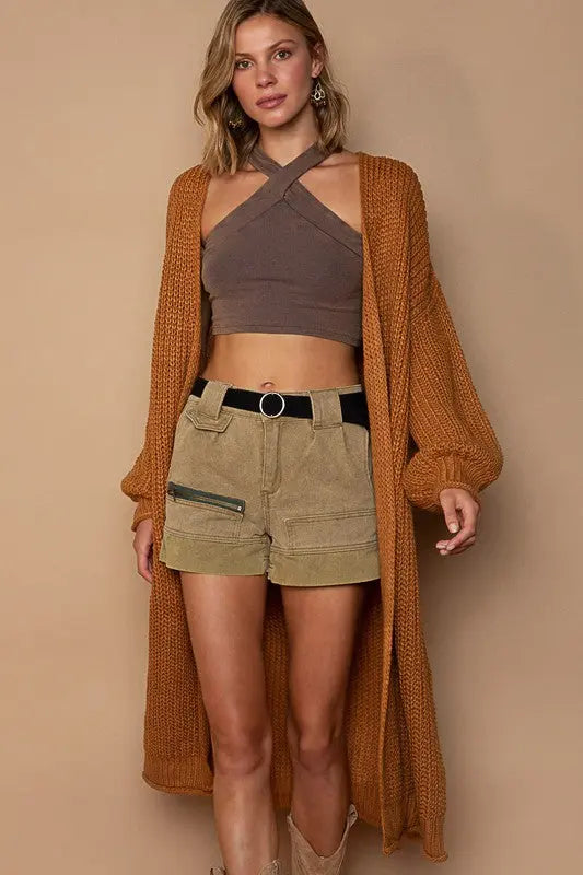 COZY BY THE FIRE LONG SLEEVE CARDIGAN-RUST