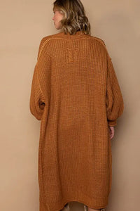 COZY BY THE FIRE LONG SLEEVE CARDIGAN-RUST