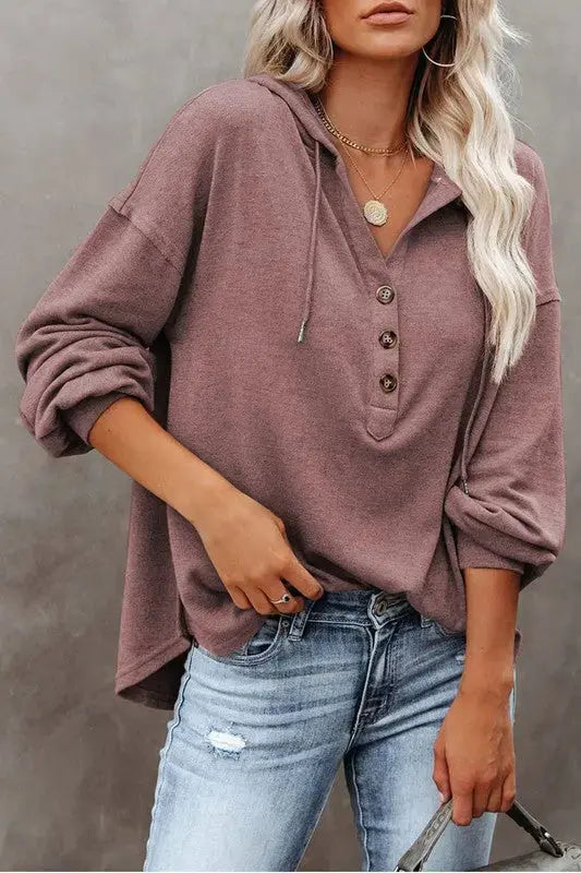 RELAXED BUTTON DOWN KNIT PULLOVER Uncommon Reign
