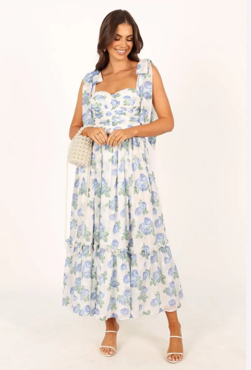 Floral Midi Dress - Blue