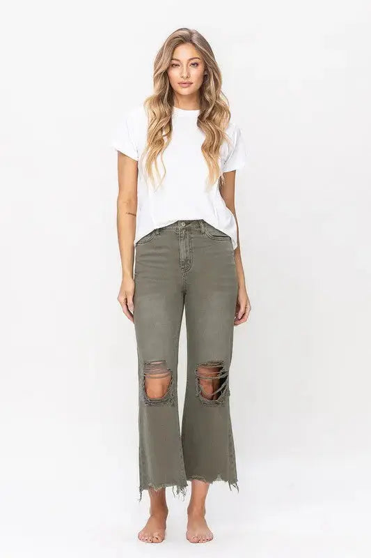 THE DARCY 90'S VINTAGE HIGH RISE CROP FLARE JEANS - UNCOMMON REIGN