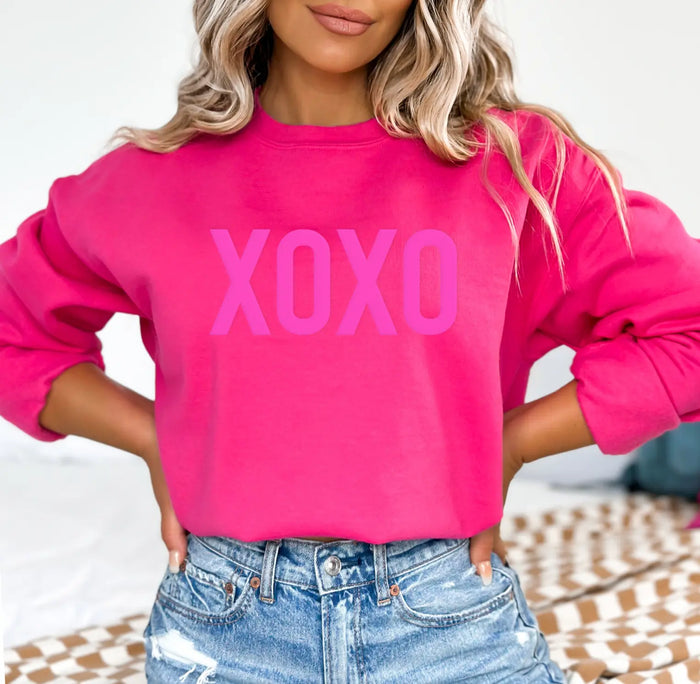 XOXO VALENTINES DAY SWEATSHIRT-HOT PINK