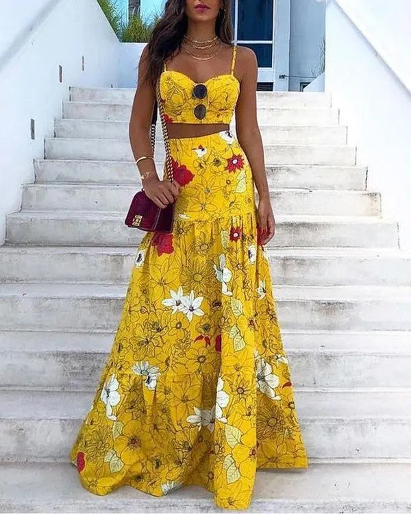 AWAY ON VACAY FLORAL MAXI SET Uncommon Reign