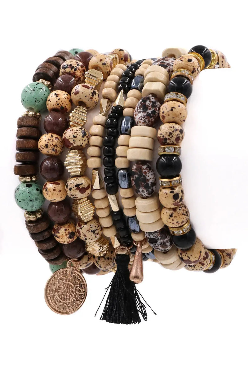 BEEN AWHILE BEAD BRACELET - BROWN Uncommon Reign