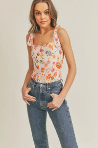 BLOOM YOUR OWN WAY WHITE FLORAL  PRINT BODYSUIT Uncommon Reign