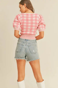 BUBBLY GINGHAM SWEATER Uncommon Reign