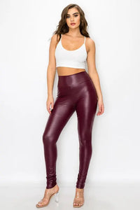 COLD AS YOU FAUX HIGH WAIST LEGGINGS - BURGUNDY Uncommon Reign