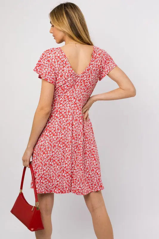 FAR FROM FINISHED FLORAL MINI DRESS - RED Uncommon Reign