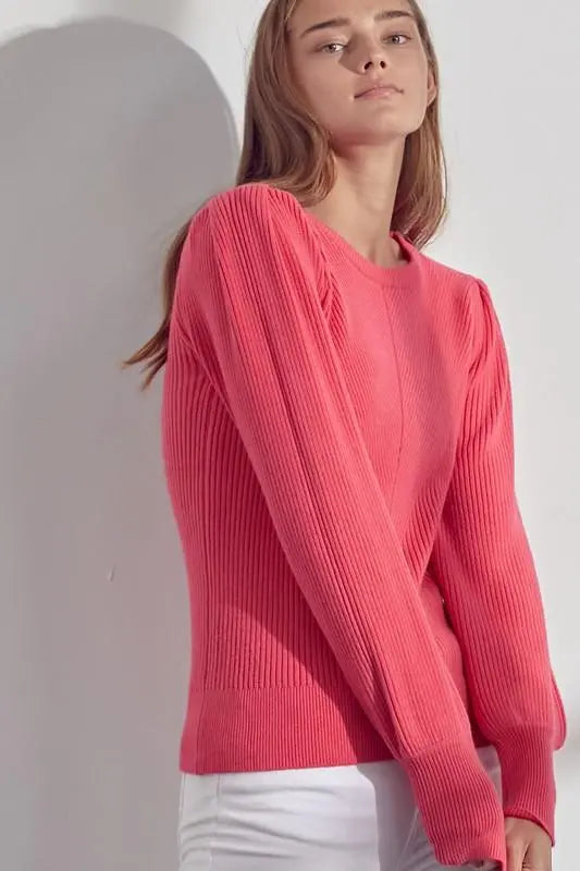 HEART TO HEART PUFF SLEEVE SWEATER - PINK BERRY Uncommon Reign