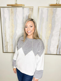 I ALMOST DO COLOR BLOCK SWEATER - GREY Uncommon Reign