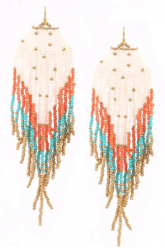 JOIN THE PARTY BEAD TASSEL DROP  EARRINGS Uncommon Reign