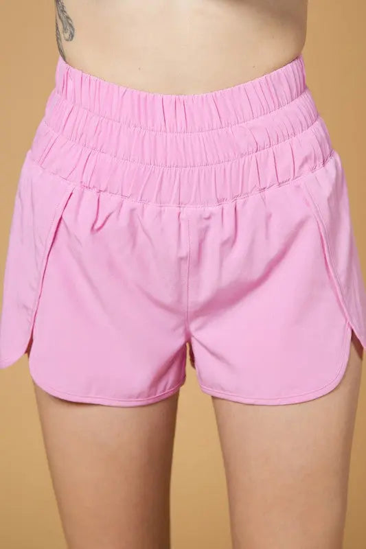 LETS DO THIS HIGH WAIST ATHLETIC SHORTS - LIGHT PINK Uncommon Reign