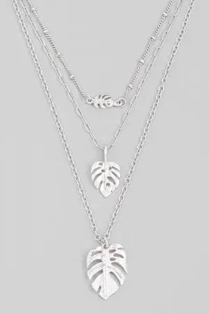 MONSTERA LEAF NECKLACE-SILVER Uncommon Reign