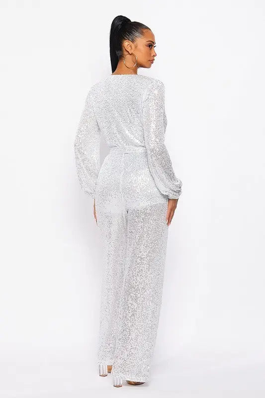 NOW OR NEVER SEQUIN LONG SLEEVE JUMPSUIT Uncommon Reign