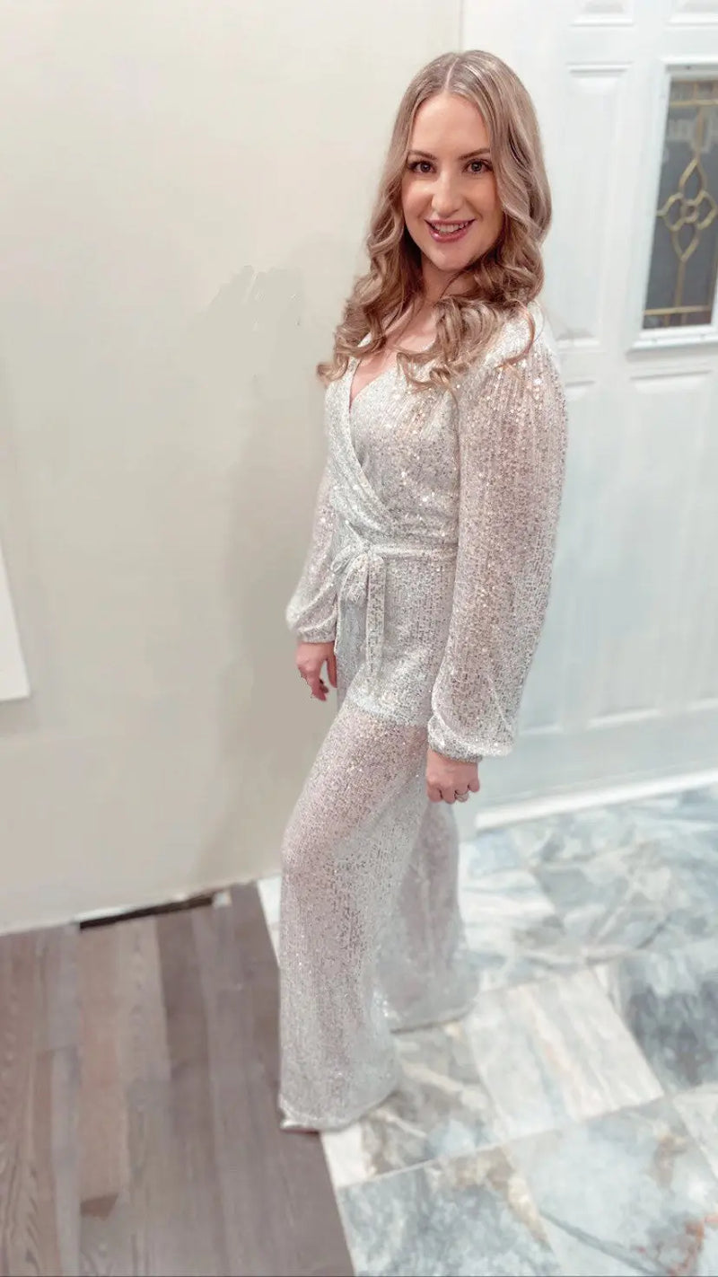 NOW OR NEVER SEQUIN LONG SLEEVE JUMPSUIT Uncommon Reign