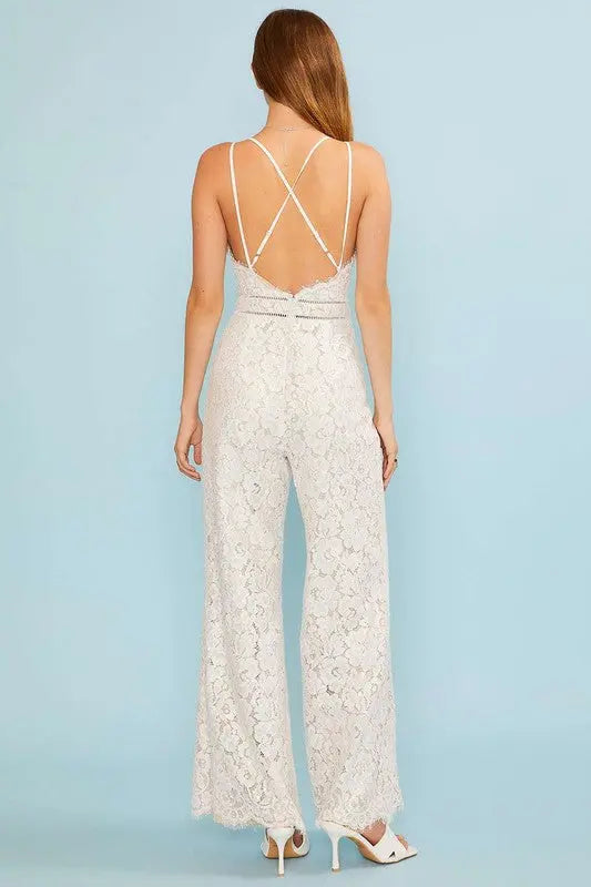 ROMANTICALLY INVOLVED LACE JUMPSUIT - WHITE Uncommon Reign