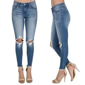 THE CASEY MID RISE DISTRESSED SUPER SKINNY JEANS Uncommon Reign