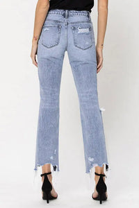 THE STELLA SUPER HIGH RISE 90'S STRAIGHT CROP W DISTRESSED HEM JEANS Uncommon Reign