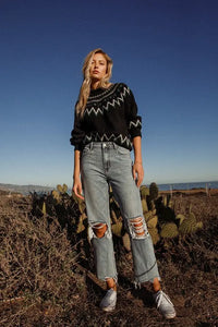 THE STELLA SUPER HIGH RISE 90'S STRAIGHT CROP W DISTRESSED HEM JEANS Uncommon Reign