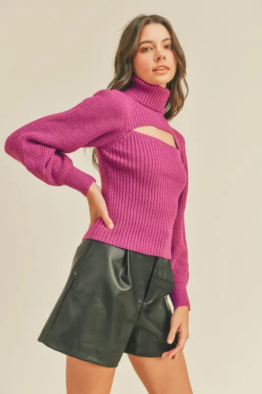 TRY & KEEP UP RIBBED TURTLENECK SWEATER Uncommon Reign