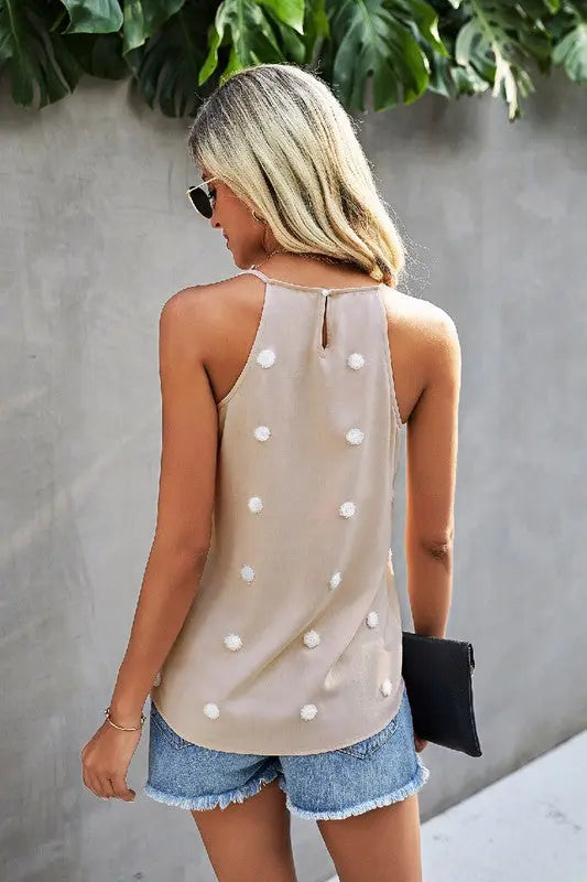 WANT YOUR LOVE POLKA DOT SLEEVELESS BLOUSE Uncommon Reign