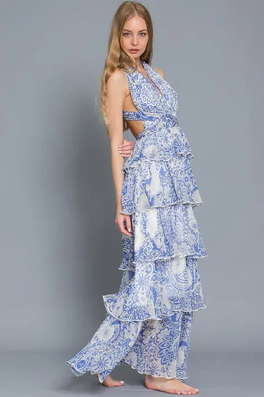 WHIMSICAL DREAM HALTER TIERED MAXI DRESS Uncommon Reign