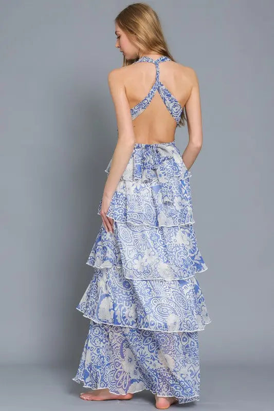 WHIMSICAL DREAM HALTER TIERED MAXI DRESS Uncommon Reign