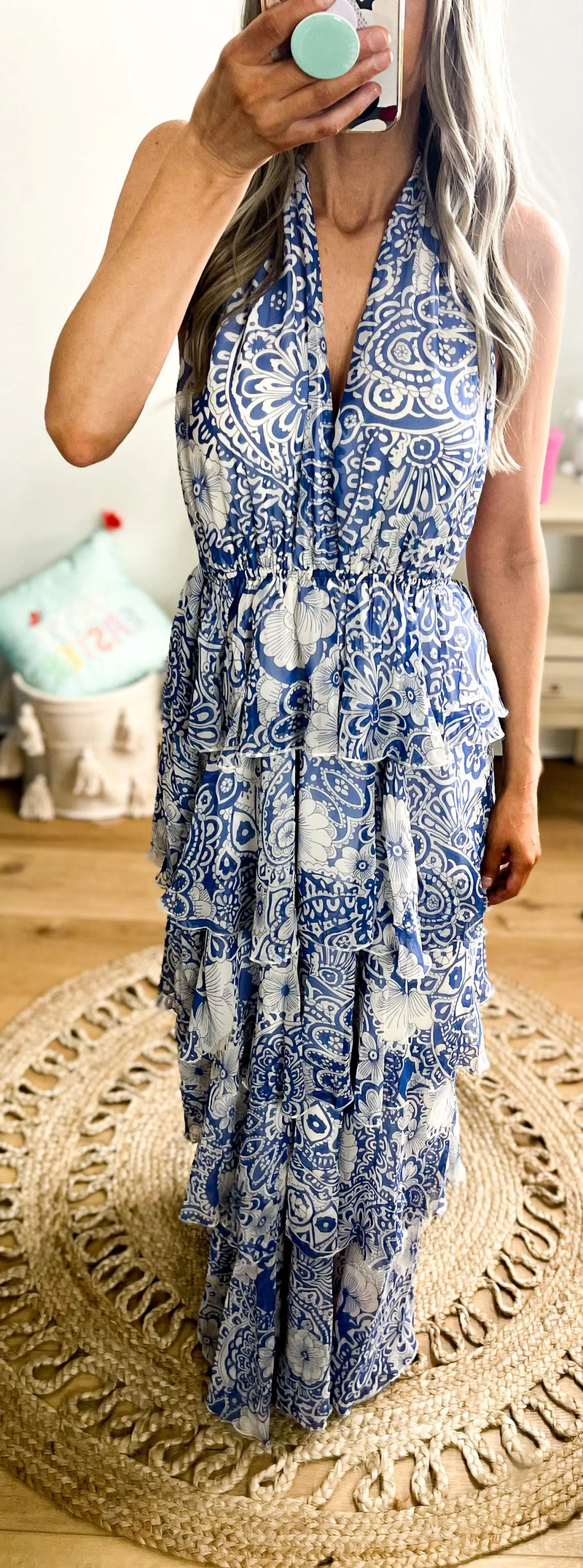 WHIMSICAL DREAM HALTER TIERED MAXI DRESS WHIMSICAL DREAM HALTER TIERED MAXI DRESS