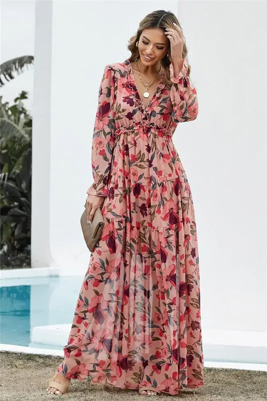 WILD FLOWERS RUFFLE TIERED MAXI DRESS Uncommon Reign