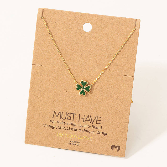 CLOVER CHARM NECKLACE-GOLD